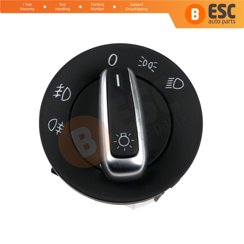 Chrome Headlight Control Switch Knob For VW Seat Skoda 3C8 941 431C...