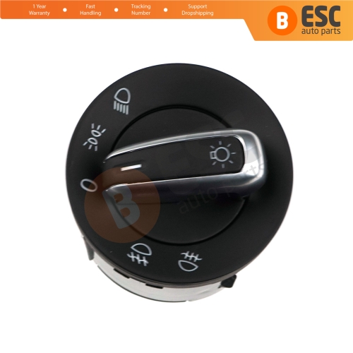 Chrome Headlight Control Switch Knob For VW Seat Skoda 3C8 941 431C...