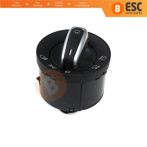 Chrome Headlight Control Switch Knob For VW Seat Skoda 3C8 941 431C...
