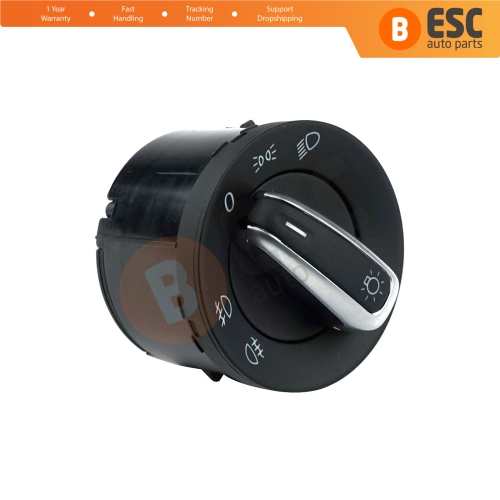 Chrome Headlight Control Switch Knob For VW Seat Skoda 3C8 941 431C...