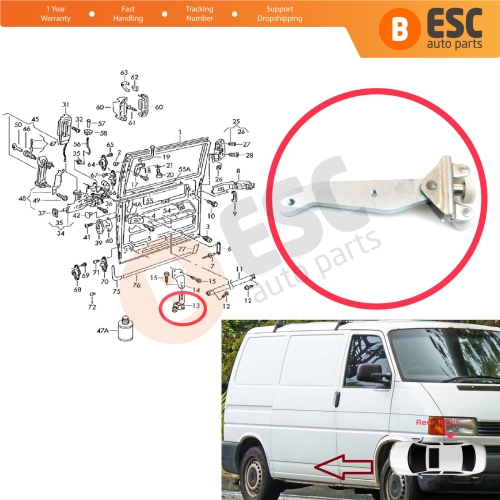 Right Side Rear Sliding Door Lower Roller Guide Hinge for VW Transporter T4 Caravelle Multivan 1990-2003 701843406B 