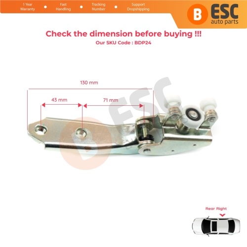 Right Side Rear Sliding Door Middle Roller Guide Hinge for VW Transporter T4 Caravelle Multivan 1990-2003 701843336A
