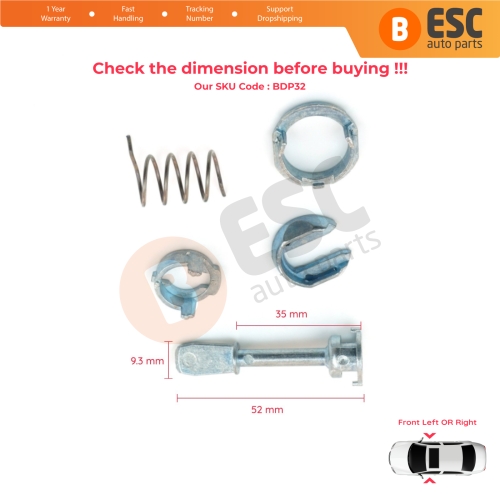 Front Door Lock Barrel Repair Kit 51.5 mm for VW Passat B5 3B2 3B5 1996-2005 3B0837167 