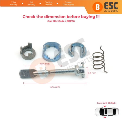 Front Door Lock Barrel Repair Kit 6K4837223A for VW Caddy 2 Seat Cordoba Ibiza Inca 6K 68 mm