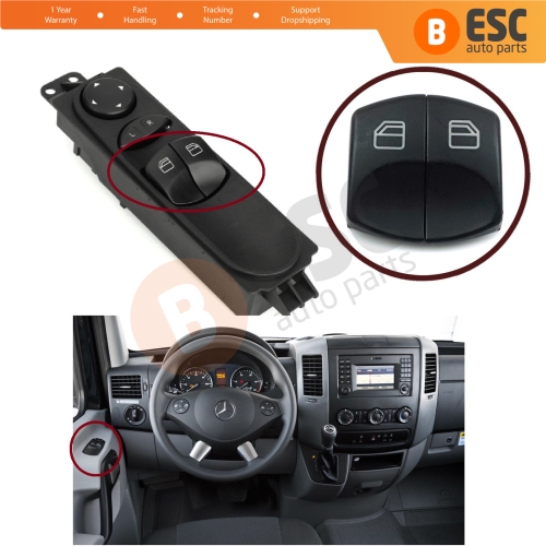 2 Pieces Window Switch Button Cover Front Driver Side For Mercedes Sprinter MK2 W906 2006-2020 VW Crafter MK1 2006-2017 A9065451213   