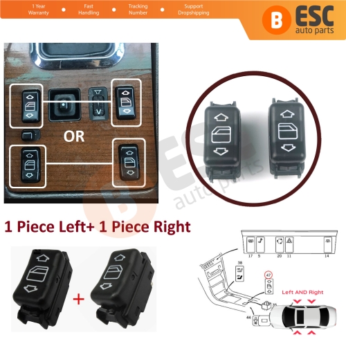 Center Console Control Window Switch 5-Pin Left Right For Mercedes W124 A124 C124 S124 W126 C126 W463 W201 190 A1248204610 A1248204510