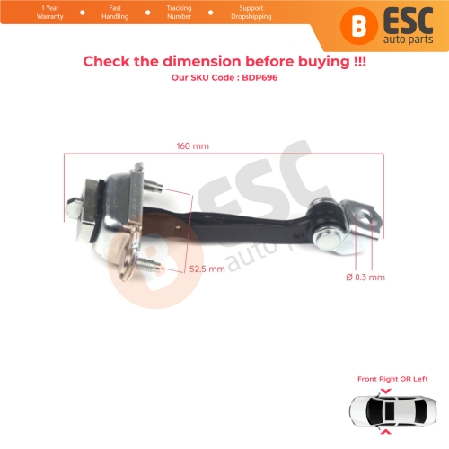 Front Door Hinge Stop Check Strap Limiter 5S6AA23500AB for Ford Fiesta MK5 JH JD Fusion JU