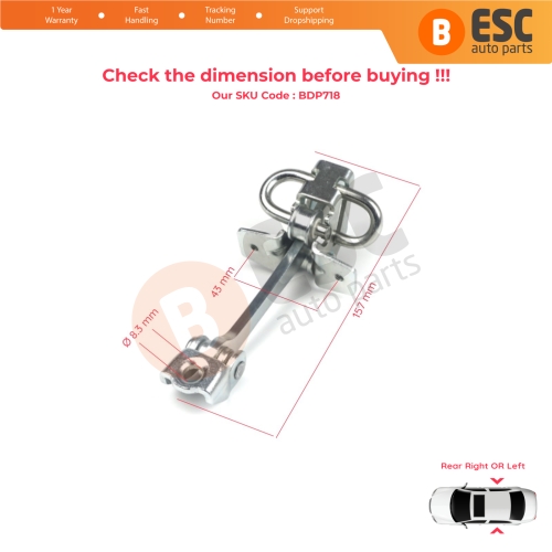 Rear Door Hinge Stop Check Strap Limiter 160243 for Vauxhall Opel Astra G Zafira A