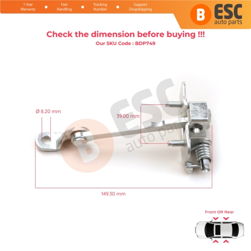 2 Pieces Front or Rear Left Right Door Hinge Stop Check Strap Limiter for Renault Dacia Duster Logan MK1 804305879R