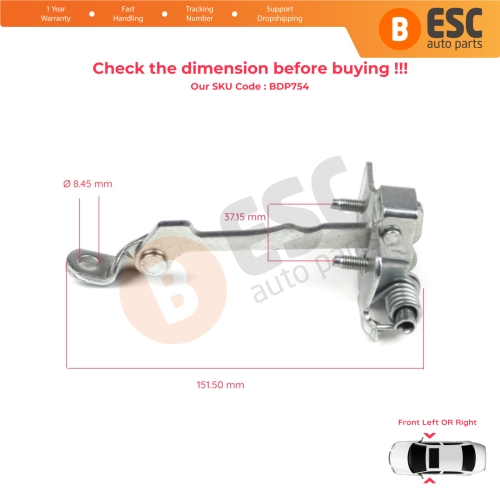2 Pieces Front Door Hinge Stop Check Strap Limiter for Renault Laguna MK1 X56 1993-2001 7700424784 