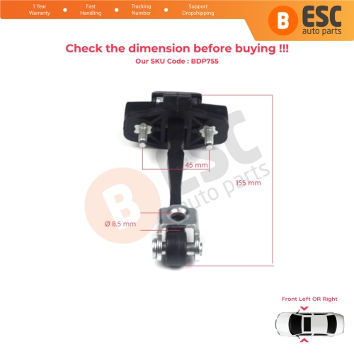 2 Pieces Front Door Hinge Stop Check Strap Limiter for Renault Dacia Lodgy Dokker 2012-2022 804304825R