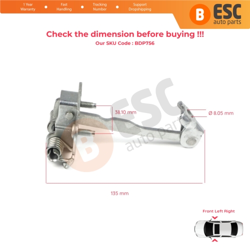 Front Door Hinge Stop Check Strap Limiter for Renault Dacia Sandero Logan Duster MK2 804302559R 
