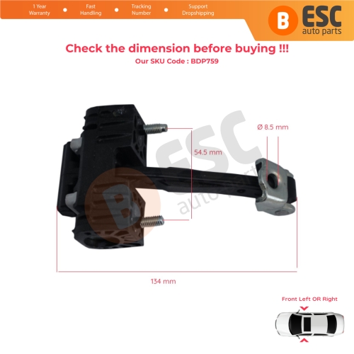 Front Door Hinge Stop Check Strap Limiter for Peugeot 407 6E 6D 2004-2011 4/5 Door 9181J0 