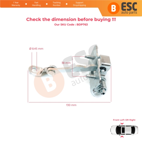 2 Pieces Front Door Hinge Stop Check Strap Limiter for Citroen C3 MK1 MK2 2002-2016 9181H1