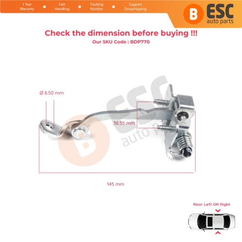 2 Pieces Rear Door Hinge Stop Check Strap Limiter for Peugeot 206 206+ 4/5 Door 9181C9
