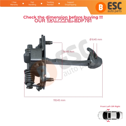 2 Pieces Front Door Hinge Stop Check Strap Limiter for Citroen C2 2003–On 9181H6
