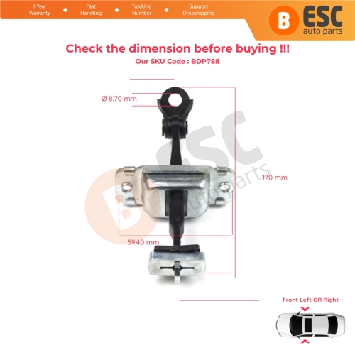 2 Pieces Front Door Hinge Stop Check Strap Limiter for Hyundai I30 MK1 FD 2006-2012 4/5 Door 793802L000
