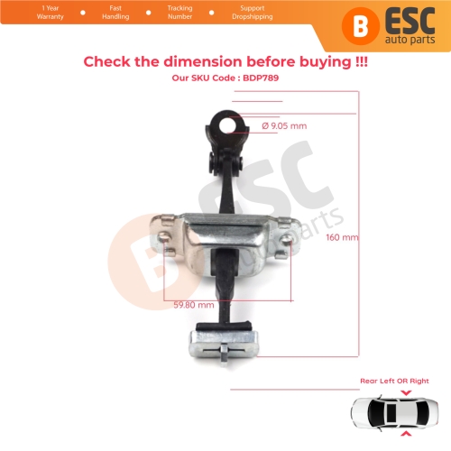 2 Pieces Rear Door Hinge Stop Check Strap Limiter for Hyundai I30 MK1 FD 2006-2012 794802L000