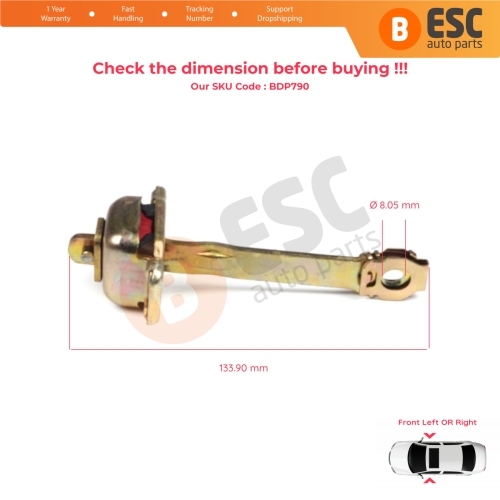 2 Pieces Front Door Hinge Stop Check Strap Limiter for VW Transporter T4 Caravelle EuroVan 1990-2004 701837249A
