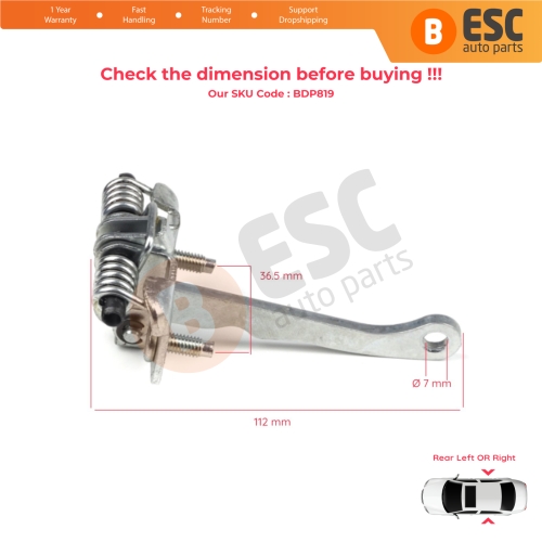 2 Pieces Rear Door Hinge Stop Check Strap Limiter for Peugeot 306 1993-2002 9181.72