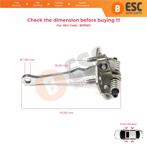 2 Pieces Front Rear OR Door Hinge Stop Check Strap Limiter for Peugeot 205 309 405 918146