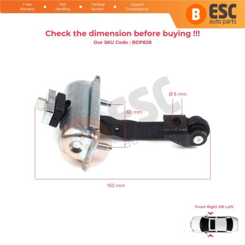 2 Pieces Front Door Hinge Stop Check Strap Limiter for Ford Transit Custom V362 MK1 Tourneo 2012-2023 1933703