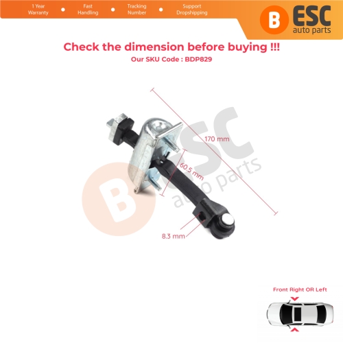 2 Pieces Front Door Hinge Stop Check Strap Limiter for Ford Transit MK4 V363 2013-On BK31V23500AD