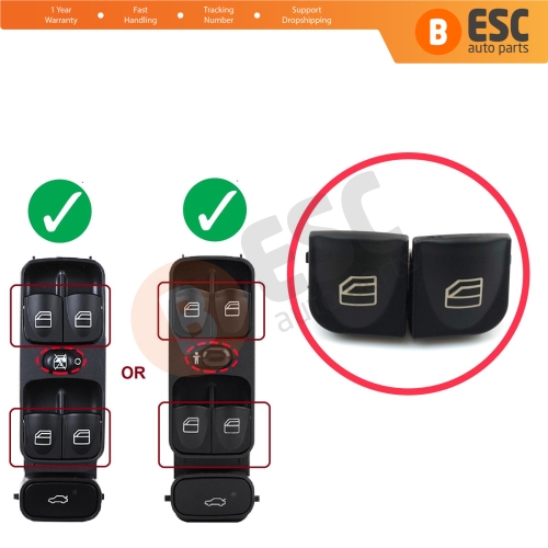 2 Pieces Driver Window Master Switch Button Cover Cap for Mercedes C Class W203 S203 CLK W209 C209 A209 A2038210679