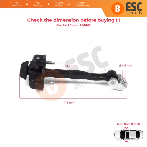 2 Pieces Front Door Hinge Stop Check Strap Limiter for Ford Transit Courier Tourneo MK1 2014-2022 ET76A23500ABN