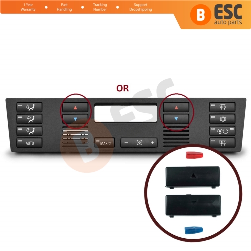 2 Pieces Air Conditioner Climate Control Switch Panel Up Down Button Covers for BMW X5 E53 2000-2006 5 Series E39 1996-2003 64116915812