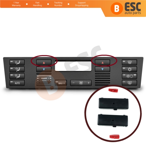 2 Pieces Air Conditioner Climate Control Switch Panel Temperature Up Button Covers for BMW X5 E53 2000-2006 5 Series E39 1996-2003 64116915812