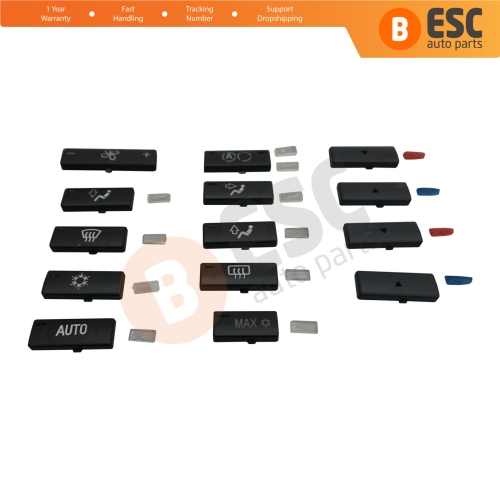 14 Pieces Air Conditioner Climate Control Switch Panel Button Cover Cap for BMW X5 E53 2000-2006 5 Series E39 1996-2003 64116915812