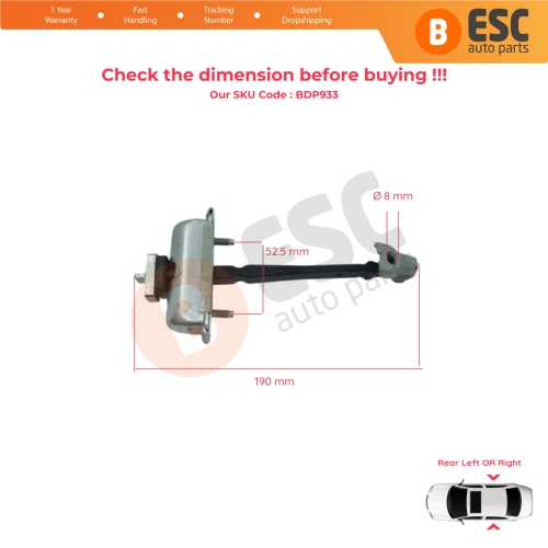 2 Pieces Rear Door Hinge Stop Check Strap Limiter for Vauxhall Opel Astra J P10 MK6 2009-2015 13270612