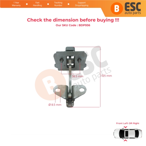 2 Pieces Front Door Hinge Stop Check Strap Limiter for Peugeot 306 1993-2002 9181E5