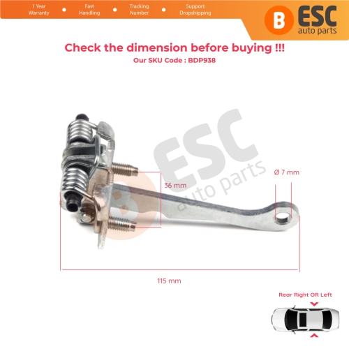 2 Pieces Rear Door Hinge Stop Check Strap Limiter for Peugeot 106 1991-2004 Citroen Saxo 1996-2004 9181H4