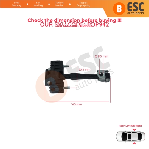 2 Pieces Rear Door Hinge Stop Check Strap Limiter for Peugeot 508 MK1 2010-2018 9670519680