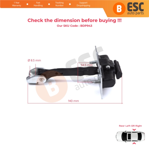 2 Pieces Rear Door Hinge Stop Check Strap Limiter for Peugeot 308 MK2 2013-2021 4/5 Door 9677467280
