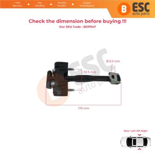 2 Pieces Rear Door Hinge Stop Check Strap Limiter for Vauxhall Opel Insignia A MK1 G09 2008-2017 13229108