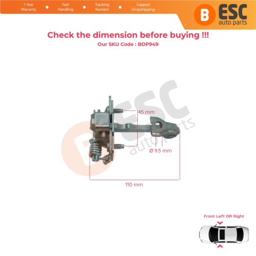 2 Pieces Front Door Hinge Stop Check Strap for Renault Master MK2 Opel Movano A Interstar 1998-2010 8200597523