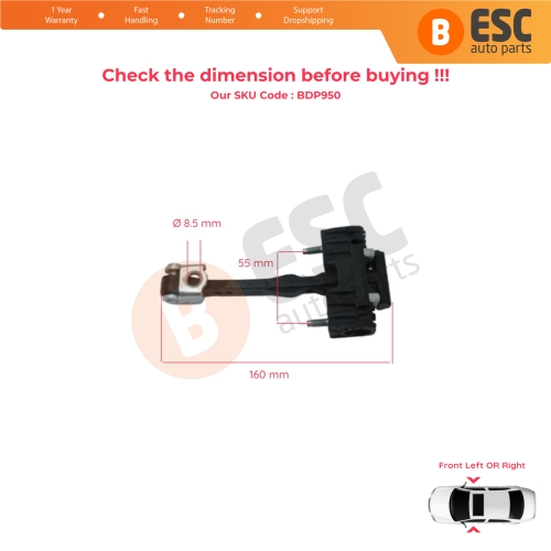 2 Pieces Front Door Hinge Stop Check Strap Limiter for Peugeot 508 MK1 W23 8D 8E 2010-2018 4/5 Door 9686658480  