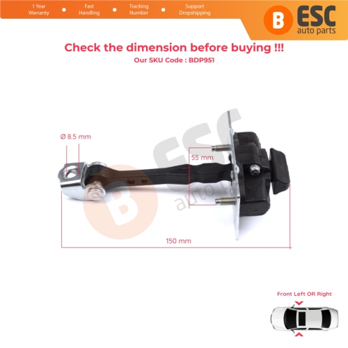 2 Pieces Front Door Hinge Stop Check Strap Limiter for Peugeot 308 MK2 4/5 Door 2013-2021 9677466980