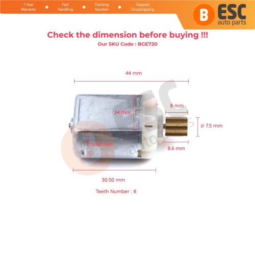 Door Lock Actuator FC280 12V DC Motor Gear for Audi A3 8V A5 A6 C7 C8 A8 S8 Q2 Q3 Q5 Q7 VW Touareg CR MK3 Total 44 mm 