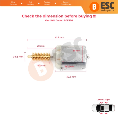 Car Door Lock Latch Actuator FC280 12V DC Big Motor Metal Gear Total 61.50 mm  for Renault Fluence L3 L38 2009-2020