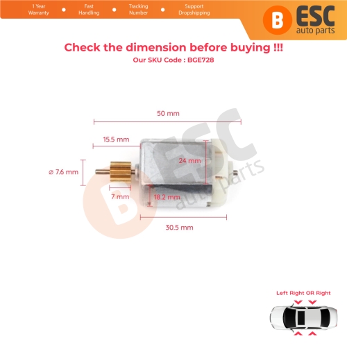 Car Door Lock Latch Actuator FC280 12V DC Motor 8 Teeth Gear Total 50 mm for Peugeot Citroen C3 C4 Dispatch DS3 DS4 DS5 DS6 DS7 Toyota Proace