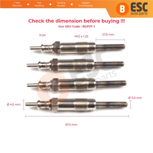 4 Pcs Heater Glow Plugs GX86 0011592601 GN961 for Mercedes Sprinter Vario 2.9 D