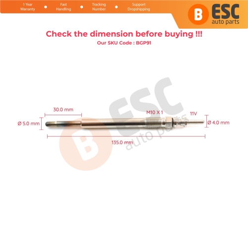 1 Piece Glow Plug Auxiliary Heater 1214033 91196669 5344502 for Opel Saab 11 Volt