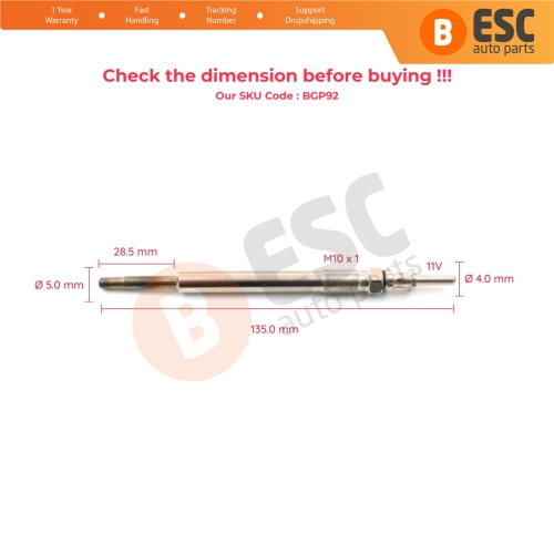1 Piece Glow Plug Auxiliary Heater 90569338 09118201 for Opel Saab 11 Volt