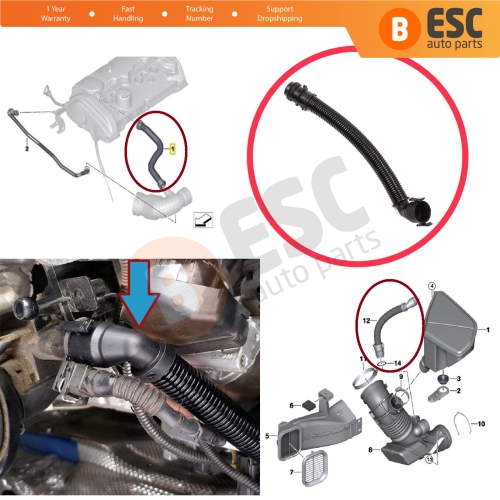 Diesel Engine Air Intake Breather Pipe Hose For BMW 1 2 3 4 5 7 X1 X3 X4 X5 F30 Series B37 B47 N47 13717823517