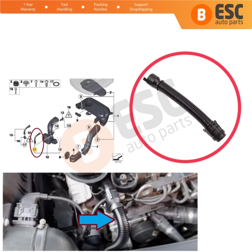 Diesel Engine Air Intake Breather Pipe Hose for BMW 1 3 4 5 Series X1 X3 X4 X5 N47 N57 Engines 13717803842