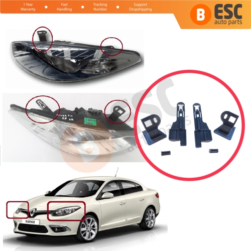 Headlight Holder Mount Repair Bracket Tab Set Left Right Side for Renault Fluence L3 L30 2009-2020 260607771R 260601089R